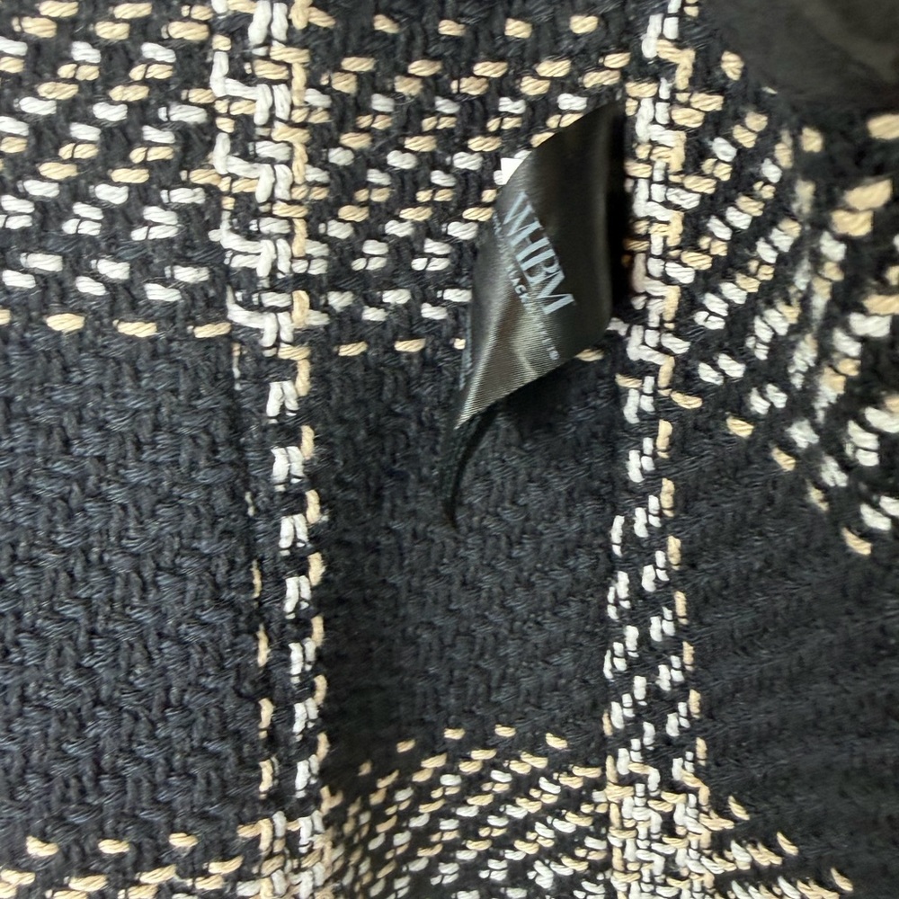 White House Black Market Black and White Plaid Blazer Textured Career Workwear - Picture 7 of 16
